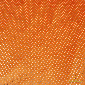 50x70 cm Zuschnitt Panne Samt Pailetten - Orange